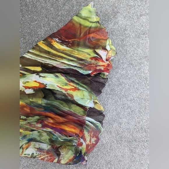 DANIER leather silk V-neck maxi brown orange mermaid V-neck dress size 12 - Picture 12 of 15